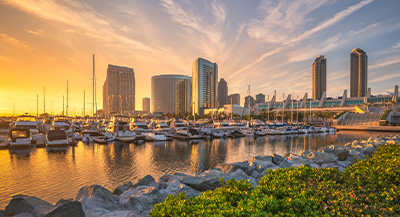 Sunset Skyline view of Downtown San Diego